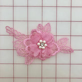 Applique - Rose Pink 3D Lace Flower Motifs